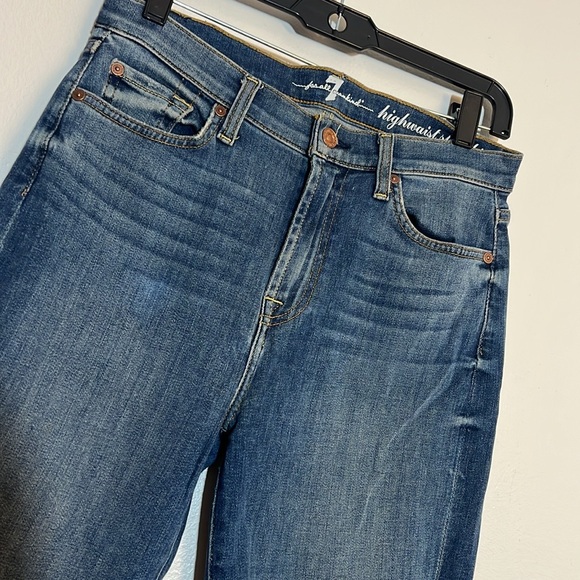 7 For All Mankind High Waist Slim Kick Blue Denim Jeans 28 - Picture 2 of 5